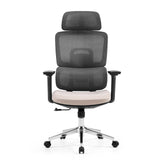 Mörkgrå professionell kontorsstol Ergomy Pro med beige sits, nätrygg och femhjulig fotkorsbas från hjh OFFICE – 360-gradersvy (framifrån 0°)