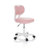 Rosa Snurrstol för barn KIDDY TOP W med vit ram och femhjulig bas från hjh OFFICE – 360-gradersvy (snett framifrån 60°)