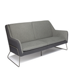 Ljusgrå Loungesoffa LAGUN med mörkgrå detaljer och smala metallben från hjh OFFICE – 360-gradersvy (bakifrån 180°)