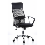 Svart Home Office chefsfåtölj ARIA HIGH med nätrygg och femhjulig fotkorsbas från hjh OFFICE – 360-gradersvy (snett framifrån 40°)