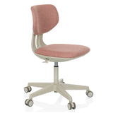 Rosa Snurrstol för barn KID CLASSIC med stoppad sits och femhjulig bas från hjh OFFICE – 360-gradersvy (snett framifrån 60°)
