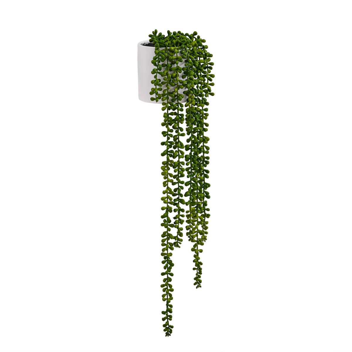 Konstgjord hängväxt Senecio Climb i grön färg med vit ytterkruka från hjh OFFICE