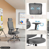 Grå Ergomy Colore Home Office kontorsstol med nätryggstöd och justerbar mekanism från MyBuero (AI-genererad bild)