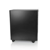 Svart rullcontainer COLOR I i metall med tre lådor och fyra hjul från hjh OFFICE – 360-gradersvy (sidoprofil 80°)