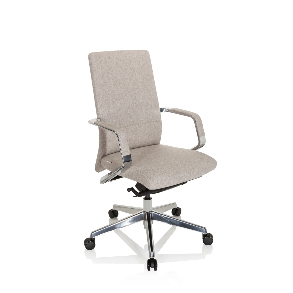 Beige Professionell kontorsstol BESSONA med armstöd och femhjulig stjärnfot från hjh OFFICE – 360-gradersvy (snett framifrån 40°)