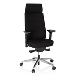 Svart Professionell kontorsstol MOVE-TEC PRO 3D med nackstöd och femhjulig fotkorsbas från hjh OFFICE – 360-gradersvy (framifrån 20°)