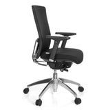 Svart Professionell kontorsstol ASTRA BASE med armstöd och femhjulig fotkorsbas från hjh OFFICE – 360-gradersvy (sidoprofil 80°)