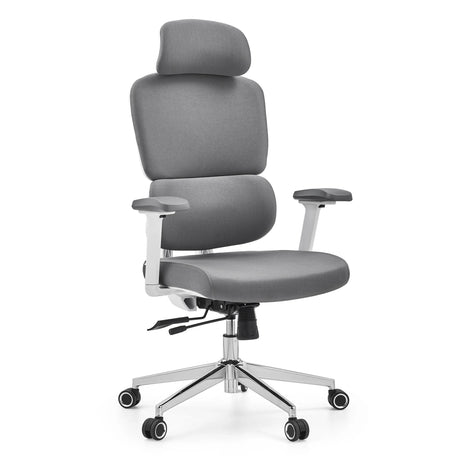 Professionell kontorsstol Ergomy WF 2 med grå tygbeklädnad och vit ram från hjh OFFICE