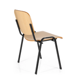 Fyrbent stol XT 600 SW H med sits och ryggstöd i bok och svart underrede från hjh OFFICE – 360-gradersvy (snett bakifrån 120°)
