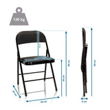 Måttritning av den Hopfällbar stol TUDELA med en höjd på 80 cm och en belastningsförmåga på 130 kg från hjh OFFICE