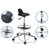 Svart formgjuten sits och höjjusterbar ram på den Svängbar stol TOP WORK 03 I från hjh OFFICE