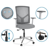 Grå Home Office kontorsstol BRETON BASE W med mesh-ryggstöd, armstöd och hjul från hjh OFFICE