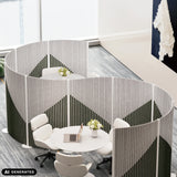 Grå Flexmiut Wave skärmväggar med vertikal lamellstruktur som insynsskydd från hjh OFFICE (AI-genererad bild)