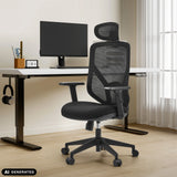 Svart BLACORE Home Office kontorsstol med nätryggstöd och nackstöd från MyBuero (AI-genererad bild)