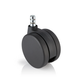 Svarta hjul 5x ROLO No-Noise 11mm/75mm för mattgolv med metallstift från hjh OFFICE – 360-gradersvy (framifrån 0°)