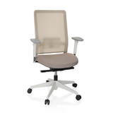 Beige Professionell kontorsstol PURE WHITE med nätrygg och femstjärnig fotkorsbas med hjul från hjh OFFICE – 360-gradersvy (framifrån 20°)