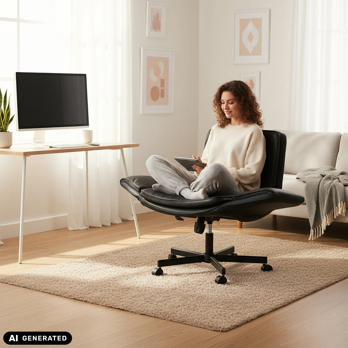 Home Office kontorsstol Criss-Cross 10 i svart från hjh LIVING (AI-genererad bild)