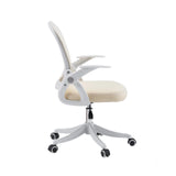Beige Home Office kontorsstol Naluro med nätryggstöd och vita armstöd från hjh OFFICE