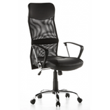 Svart Home Office chefsfåtölj ARTON 20 med nätrygg och femhjulig fotkorsbas från hjh OFFICE – 360-gradersvy (snett framifrån 40°)