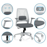 Grå Home Office kontorsstol PARFERIO W med nätrygg, armstöd och hjul från hjh OFFICE