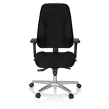 Svart Professionell kontorsstol ZENIT COMFORT med armstöd och femhjulig fotkorsbas från hjh OFFICE – 360-gradersvy (framifrån 0°)