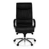 Svart snurrstol XXL F 400 i läder med stjärnfot och fem hjul från hjh OFFICE – 360-gradersvy (framifrån 0°)