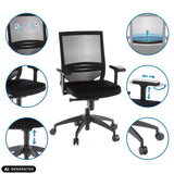Professionell kontorsstol PORTO BASE med olika inställningsmöjligheter och nätryggstöd från hjh OFFICE (AI-genererad bild)