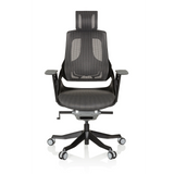 Gråsvart Professionell kontorsstol SPEKTRE BLACK med nätrygg och femhjulig fotkorsbas från hjh OFFICE – 360-gradersvy (framifrån 0°)
