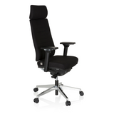 Svart Professionell kontorsstol MOVE-TEC PRO 3D med nackstöd och femhjulig fotkorsbas från hjh OFFICE – 360-gradersvy (snett framifrån 60°)
