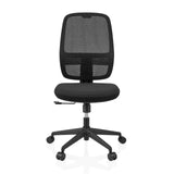 Svart Professionell kontorsstol Minoro B med nätrygg och femhjulig fotkorsbas från hjh OFFICE – 360-gradersvy (framifrån 0°)