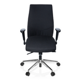 Svart Professionell kontorsstol PRO-TEC 250 med armstöd och femhjulig stjärnfot från hjh OFFICE – 360-gradersvy (framifrån 0°)