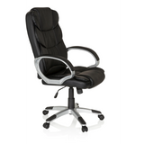 Svart Home Office chefsfåtölj RELAX BY155 med armstöd och femhjulig fotkorsbas från MyBuero – 360-gradersvy (snett framifrån 60°)