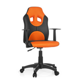 Svart-orange Snurrstol för barn KID GAME AL med nätrygg och femhjulig fotkorsbas från hjh OFFICE – 360-gradersvy (framifrån 20°)