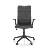 Svart Home Office kontorsstol ARTON 30 med quiltad klädsel och femhjulig fotkorsbas från hjh OFFICE – 360-gradersvy (framifrån 0°)