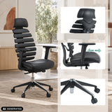 Svart professionell kontorsstol ERGO LINE II PRO i läder med justerbara armstöd från hjh OFFICE (AI-genererad bild)