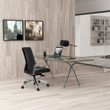 Svart Professionell kontorsstol PROVIDER med armstöd och hjul vid ett skrivbord från hjh OFFICE