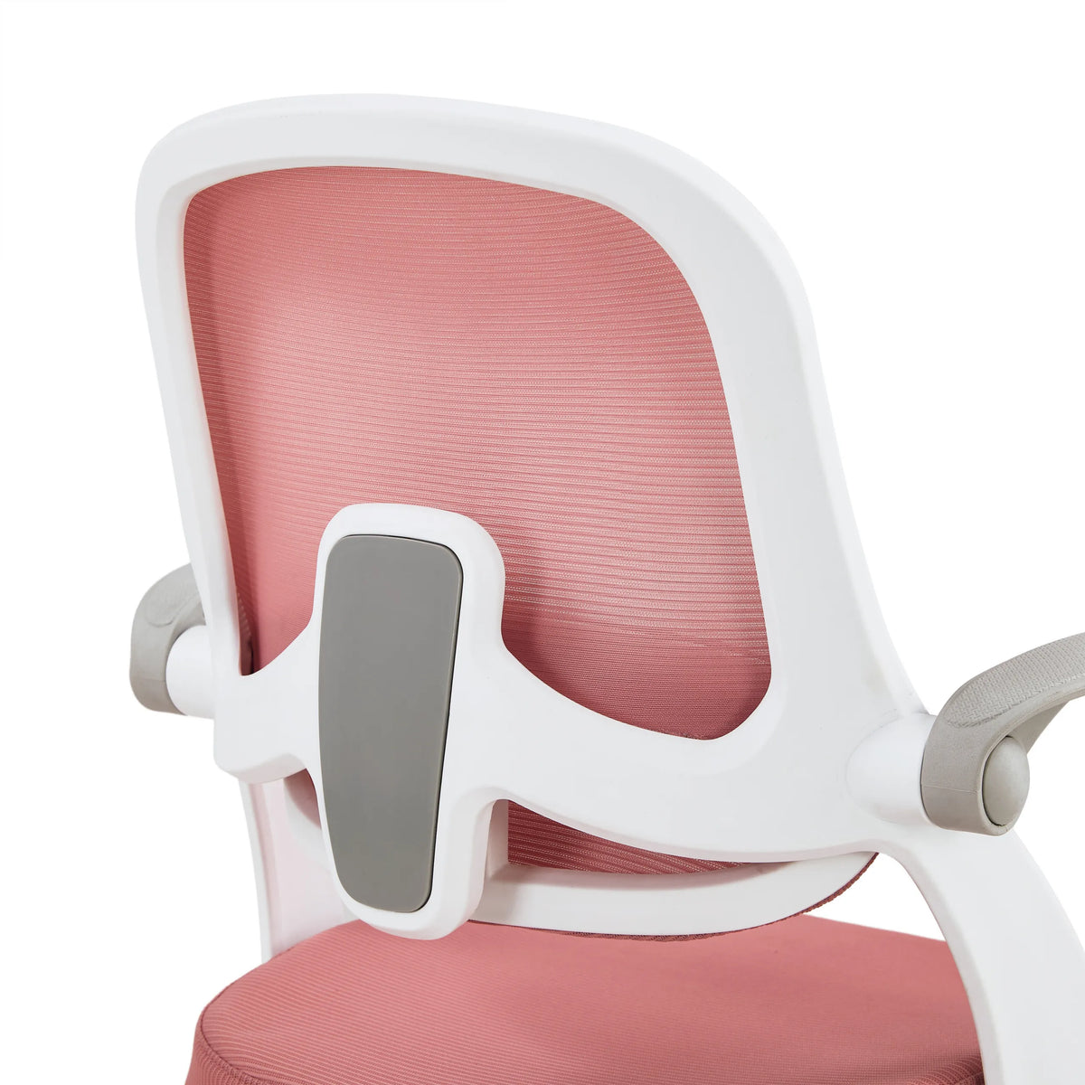 Baksidan av det rosa nätryggstödet med vit ram på Kiddy Smart Step snurrstol för barn från hjh OFFICE