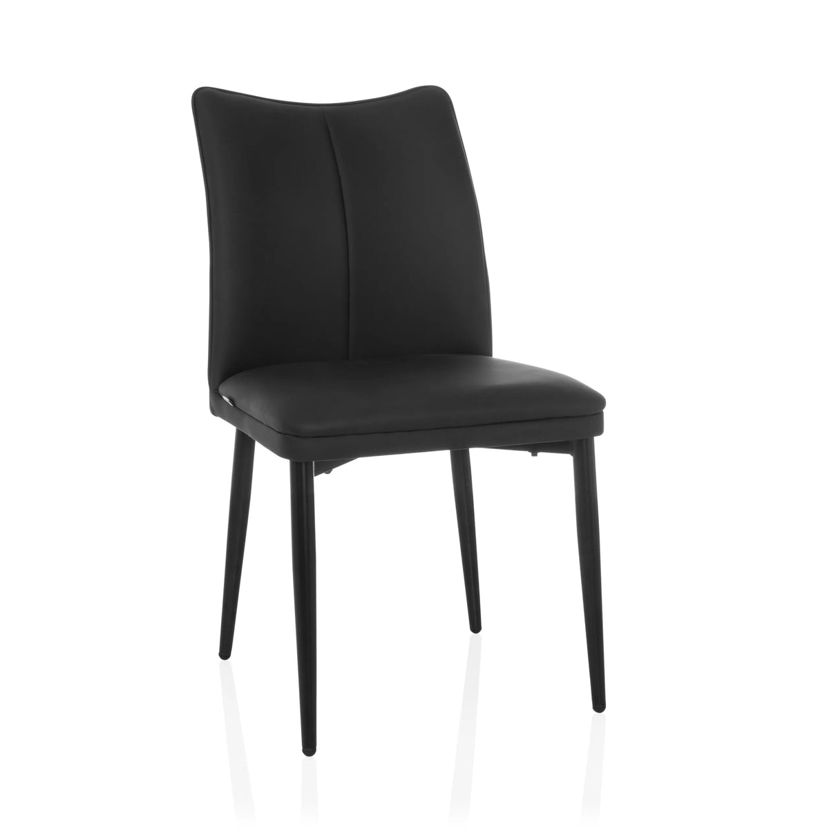 Svart Matstol VISETO med hög rygg och fyra ben från hjh LIVING – 360-gradersvy (framifrån 15°)