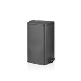 Schwarzer Mülleimer Clean Step 4 mit Deckel und Fußpedal von hjh OFFICE – 360-Grad-Ansicht (schräge Frontansicht 60°)