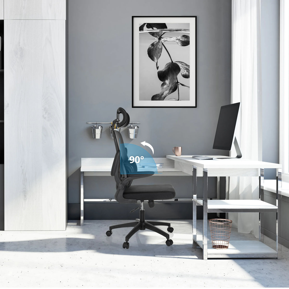 90-Grad-Drehfunktion des Home-Office-Bürostuhls ERGOMY FLEX in Schwarz von MyBuero