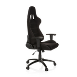 Svart Spelstol GAME FORCE med nackstöd, armstöd och femhjulig fotkorsbas från hjh OFFICE – 360-gradersvy (snett framifrån 60°)
