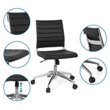 Svart Professionell kontorsstol TRISHA med quiltning, gasfjäder och stjärnfot med hjul från hjh OFFICE