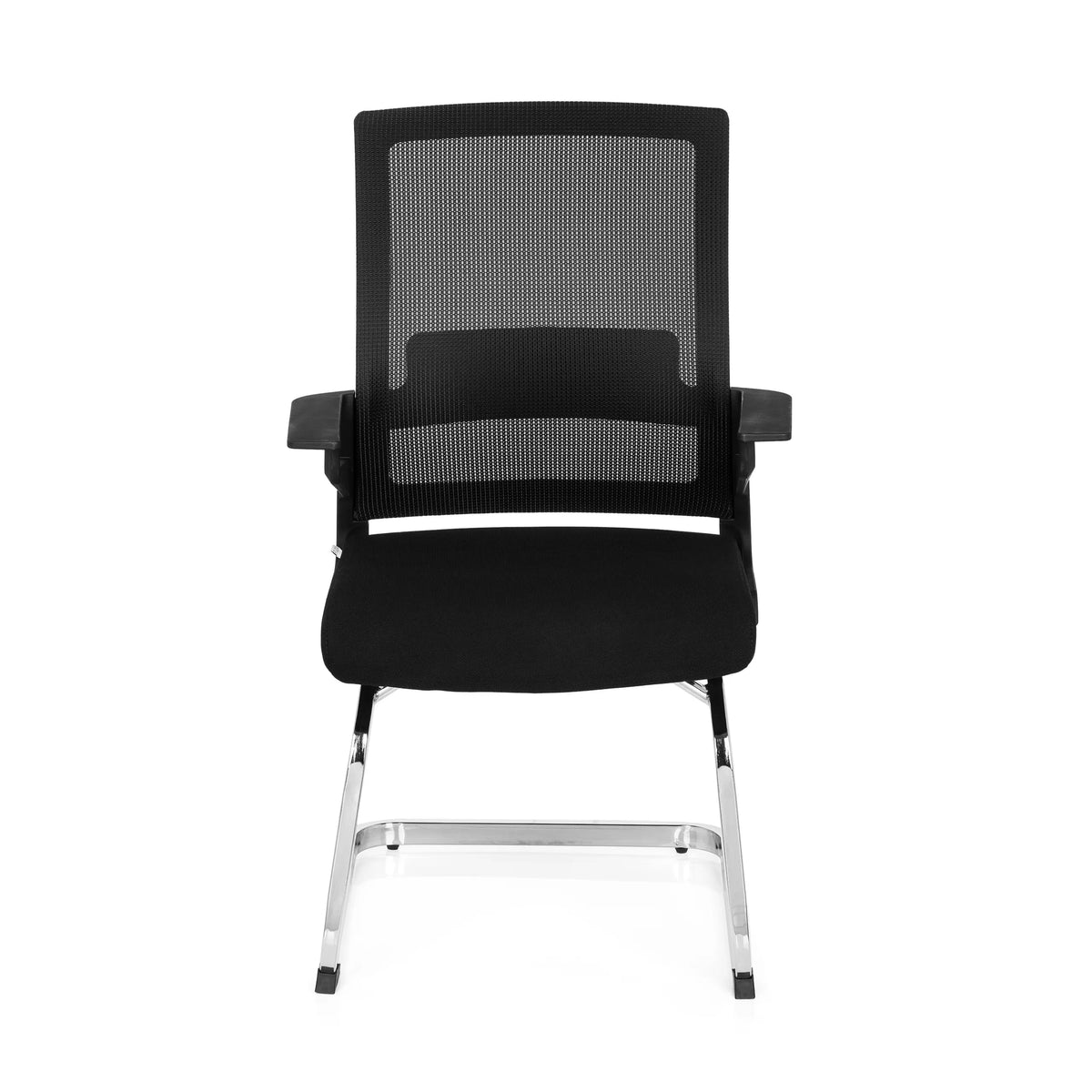 Svart Fjädrande stol INVENTOR V med nätrygg, armstöd och medunderrede från hjh OFFICE – 360-gradersvy (framifrån 0°)