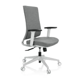 Grå Professionell kontorsstol COMFIO WP med armstöd och ett vitt femstjärnigt underrede med hjul från hjh OFFICE – 360-gradersvy (snett framifrån 60°)