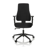 Svart Professionell kontorsstol MATHES med armstöd och femhjulig fotkorsbas från hjh OFFICE – 360-gradersvy (framifrån 0°)