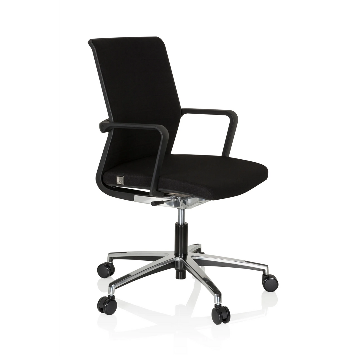 Svart Professionell kontorsstol MOVE-TEC 3D med armstöd och femhjulig fotkorsbas från hjh OFFICE – 360-gradersvy (snett framifrån 60°)