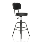 Svart Barstol DISC HIGH med ryggstöd och rund fotring från hjh OFFICE – 360-gradersvy (snett framifrån 45°)