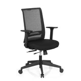 Svart Professionell kontorsstol CONISTON med nätrygg och femhjulig fotkorsbas från hjh OFFICE – 360-gradersvy (snett framifrån 40°)
