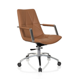Kamelbrun Home Office kontorsstol SARANTO II med quiltning och femhjulig stjärnfot från hjh OFFICE – 360-gradersvy (snett framifrån 40°)