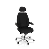 Svart XXL snurrstol 24 HOURS I med nackstöd och femhjulig fotkorsbas från hjh OFFICE – 360-gradersvy (framifrån 20°)